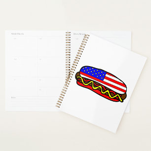 Patriotic American Flag Hot Dog  Planner