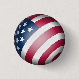 Patriotic American Flag in 3D Globe Design  3 Cm Round Badge