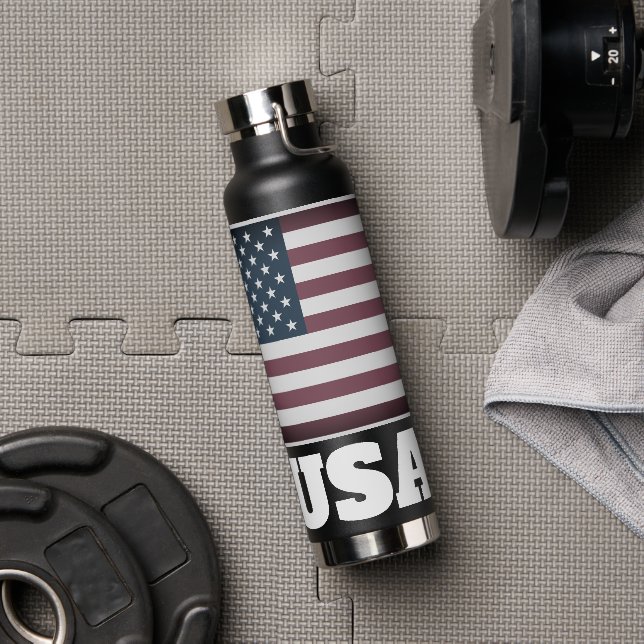 Patriotic American flag insulated water bottle (Gym)