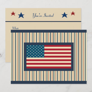 Patriotic American Flag Invitations
