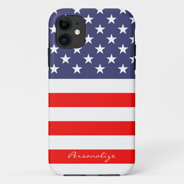 Patriotic American Flag Iphone 11 case Personalise (Back)