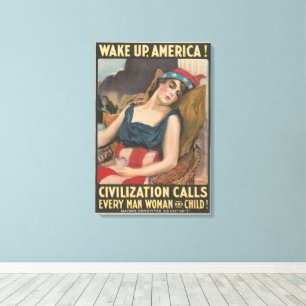 Patriotic American Flag Lady Vintage History Canvas Print