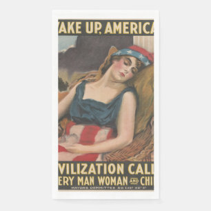 Patriotic American Flag Lady Vintage History Napkin