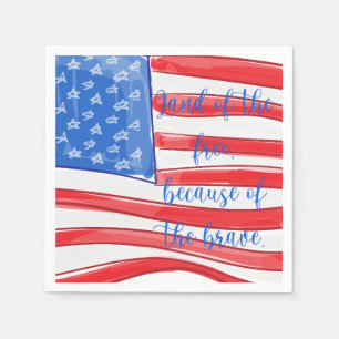 Patriotic American Flag Land of the Free Napkin