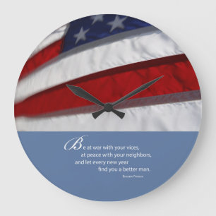 Patriotic, American Flag Large Clock