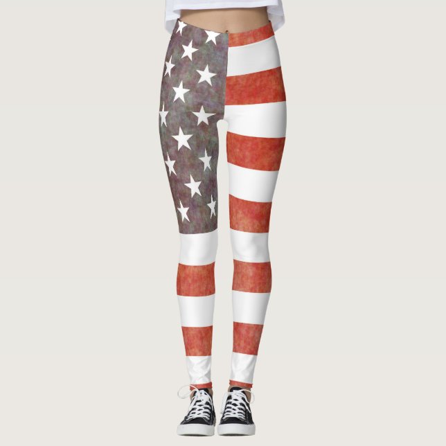 Patriotic American Flag Leggings (Front)