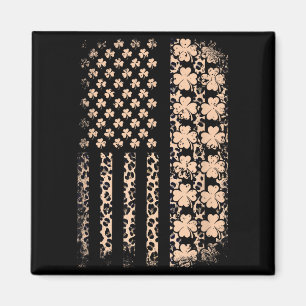 Patriotic american flag leopard shamrock stPatriot Magnet