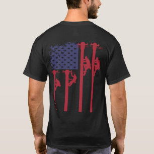 Patriotic American Flag Lineman T-Shirt