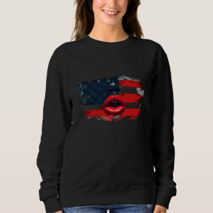 Patriotic American Flag Lip Design Sweatshirt