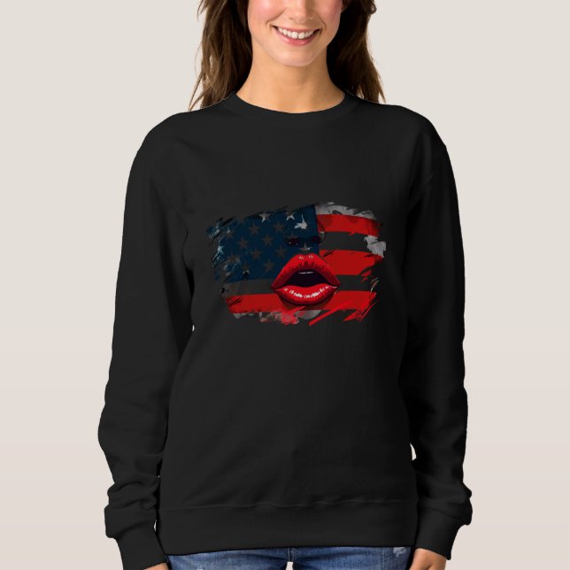 Patriotic American Flag Lip Design Sweatshirt (Front)
