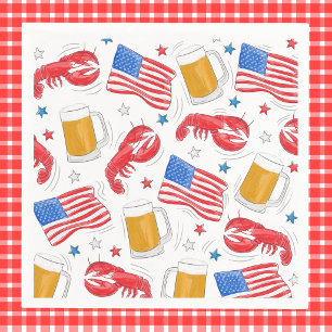 Patriotic American Flag Lobster Beer Star Party Napkin