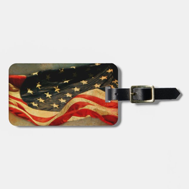 Patriotic American Flag Luggage Tag (Front Horizontal)