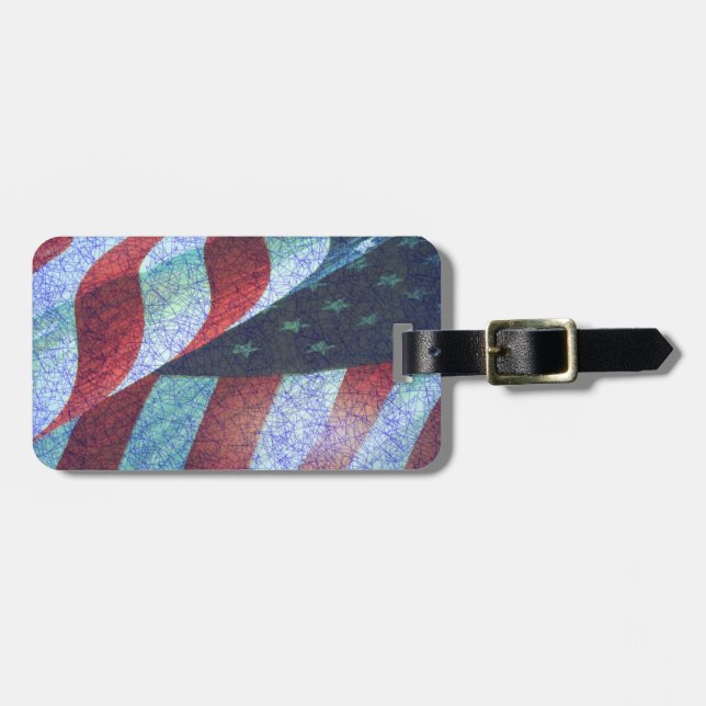 Patriotic American Flag Luggage Tag (Front Horizontal)