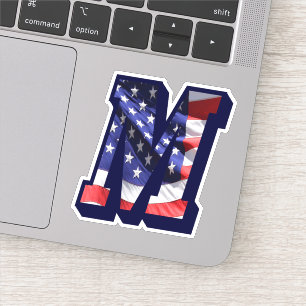 Patriotic American Flag M Monogram Vinyl