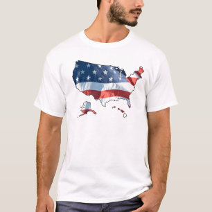 Patriotic American Flag Map T-Shirt