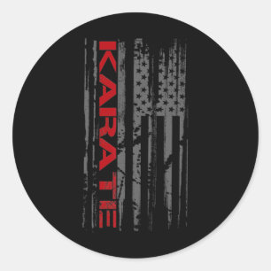 Patriotic American Flag Martial Arts Karate Women  Classic Round Sticker