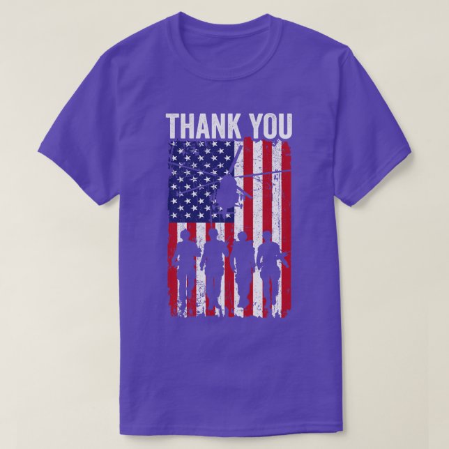 Patriotic American Flag Memorial Day Thank You For T-Shirt (Design Front)