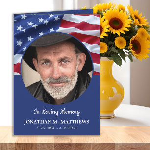 Patriotic American Flag Memorial Veteran Funeral  Programme