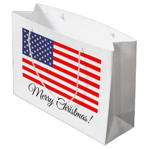 Patriotic american flag Merry Christmas gift bags
