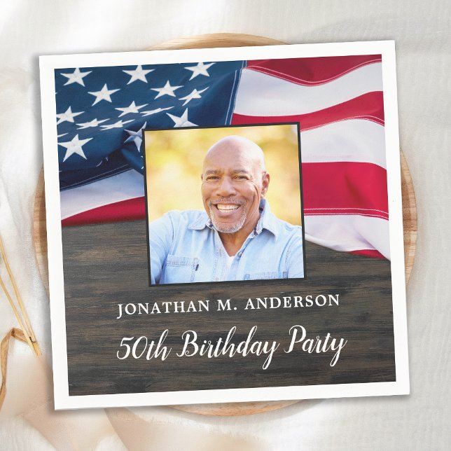 Patriotic American Flag Military Birthday Party  Napkin (Creator Uploaded)