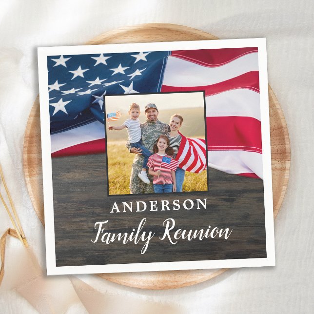 Patriotic American Flag Military Family Reunion Napkin (Creator Uploaded)