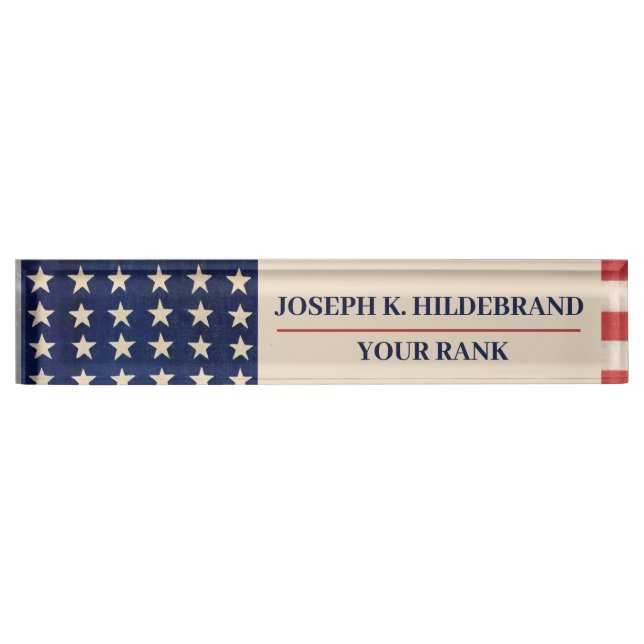 Patriotic American Flag Military Nameplate (Front)