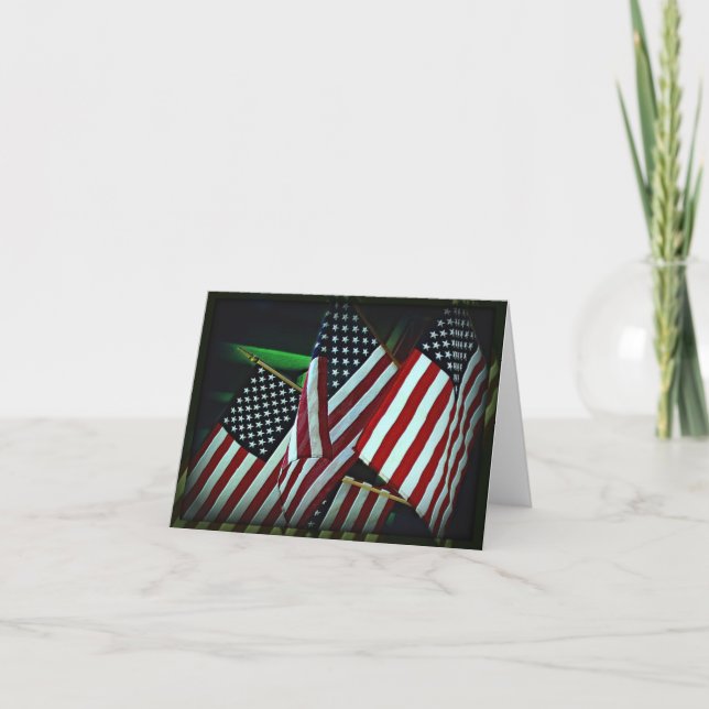 Patriotic American Flag/Military Note Card (Front)