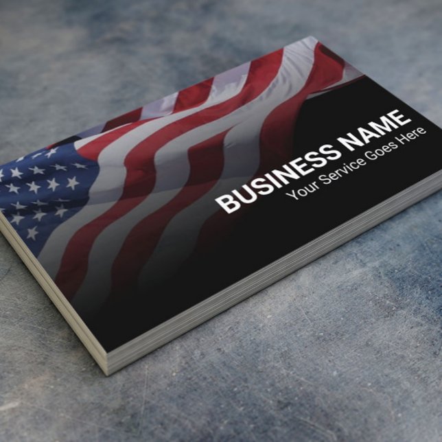 Patriotic American Flag Military Veteran Service Business Card (Creator Uploaded)
