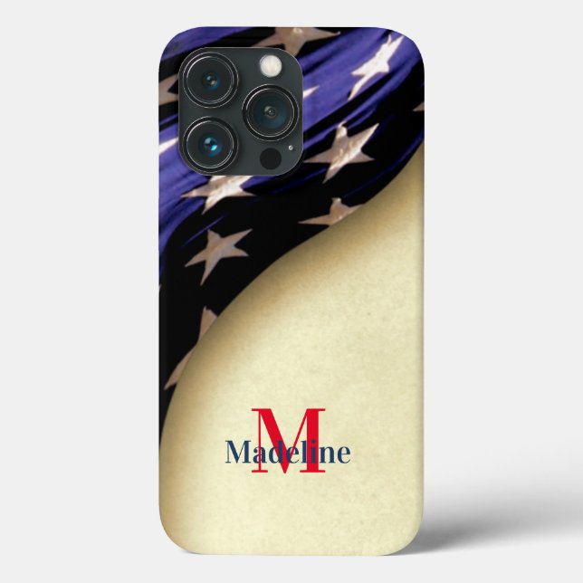 Patriotic American Flag Monogram Case-Mate iPhone Case (Back)