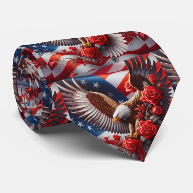 Patriotic American Flag Neck Tie (Rolled)