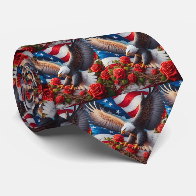 Patriotic American Flag Neck Tie (Rolled)