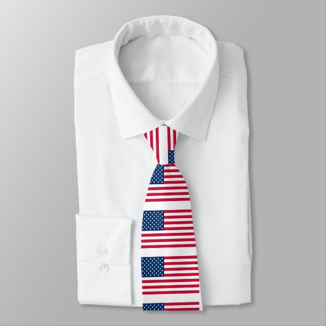 Patriotic American Flag Neck Tie (Tied)