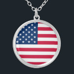 Patriotic American Flag Necklace<br><div class="desc">USA Flag Necklaces - United States of America - American Flag - Patriotic - independence day - July 4th - Customizable - Choose / Add Your Unique Text / Color / Image - Make Your Special Gift - Resize and move or remove and add elements / image with customization tool....</div>