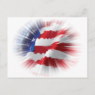 Patriotic American Flag One of a kind Postcard