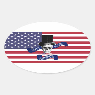 Patriotic American flag Oval Sticker