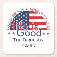 Patriotic American Flag Paper Coaster