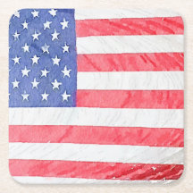 Patriotic American Flag Paper Coaster Set 