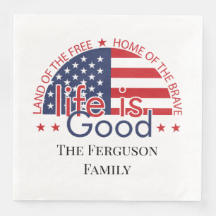 Patriotic American Flag Paper Napkin
