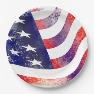 Patriotic American Flag Paper Plate