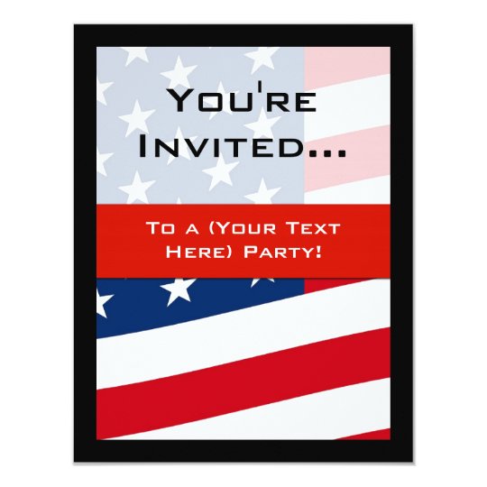 Patriotic American Flag Party Invitations, General Card
