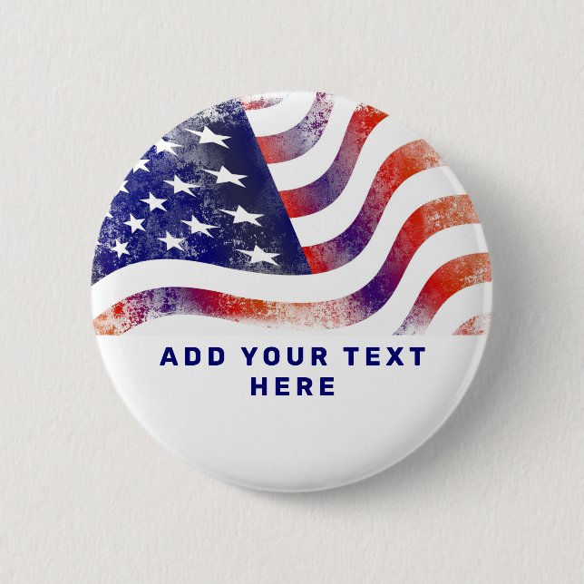 Patriotic  American Flag Personalised 6 Cm Round Badge (Front)