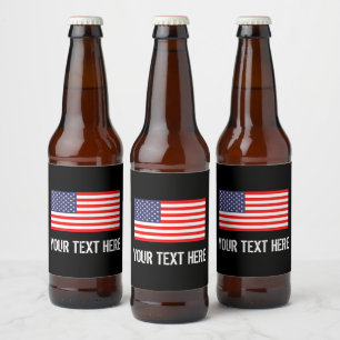 Patriotic American flag personalised Beer Bottle Label