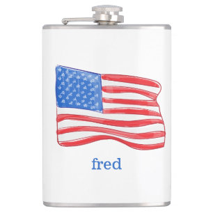 Patriotic American Flag Personalised Hip Flask