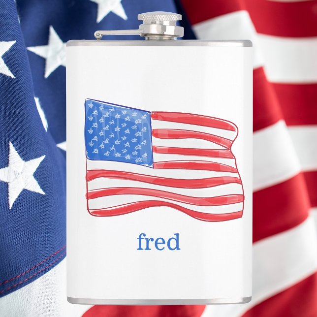 Patriotic American Flag Personalised Hip Flask (Creator Uploaded)