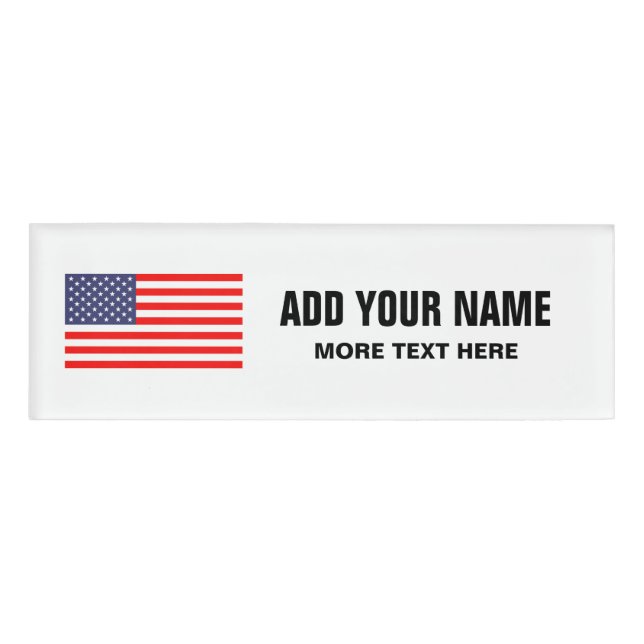 Patriotic American flag personalised name tags (Front)
