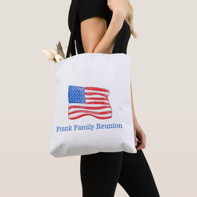Patriotic American Flag Personalised Tote Bag (Close Up)