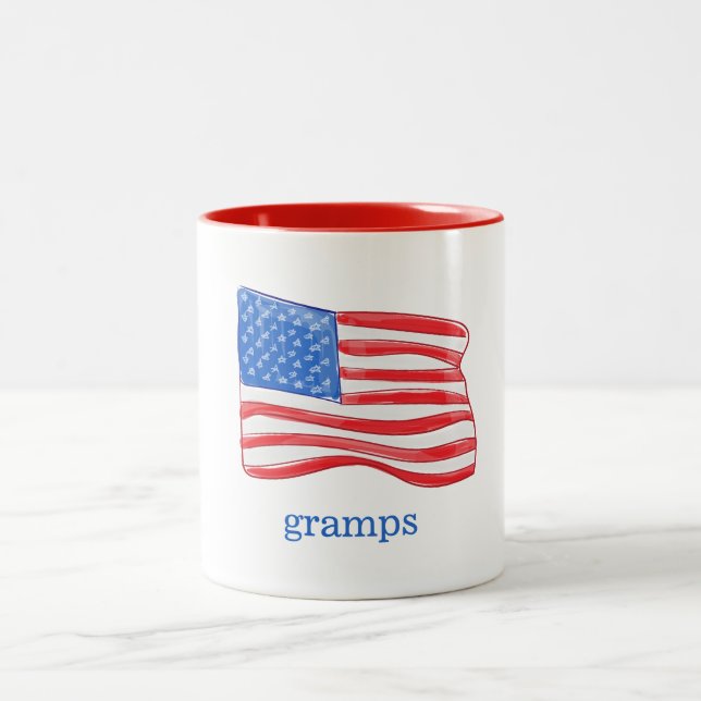 Patriotic American Flag Personalised Two-Tone Coffee Mug (Center)