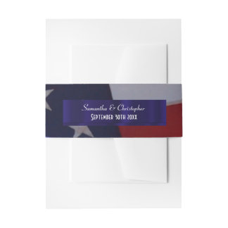 Patriotic American flag personalised wedding Invitation Belly Band