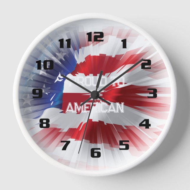 Patriotic American Flag Proud to be American Clock (Front)