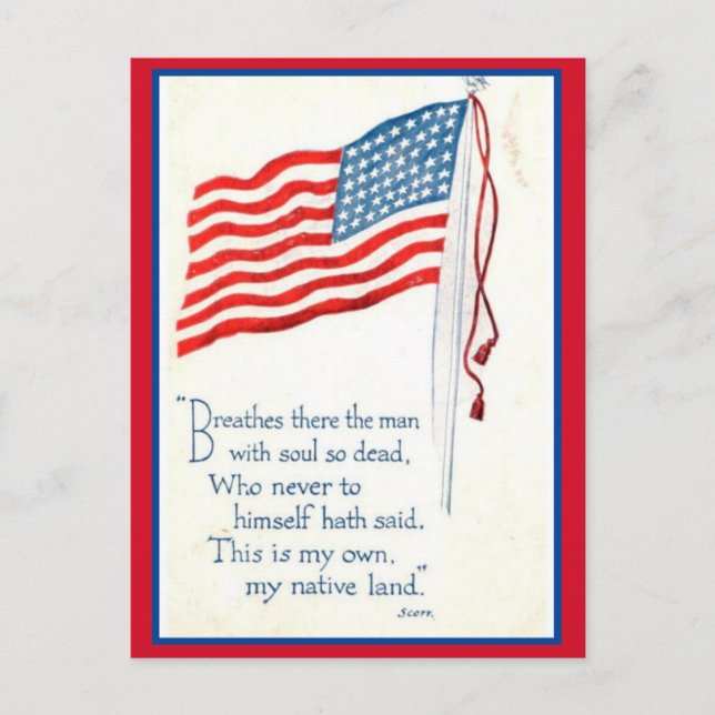 Patriotic American Flag Quote Holiday Postcard (Front)